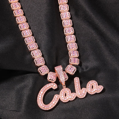 Custom Bling Cursive Name Necklace