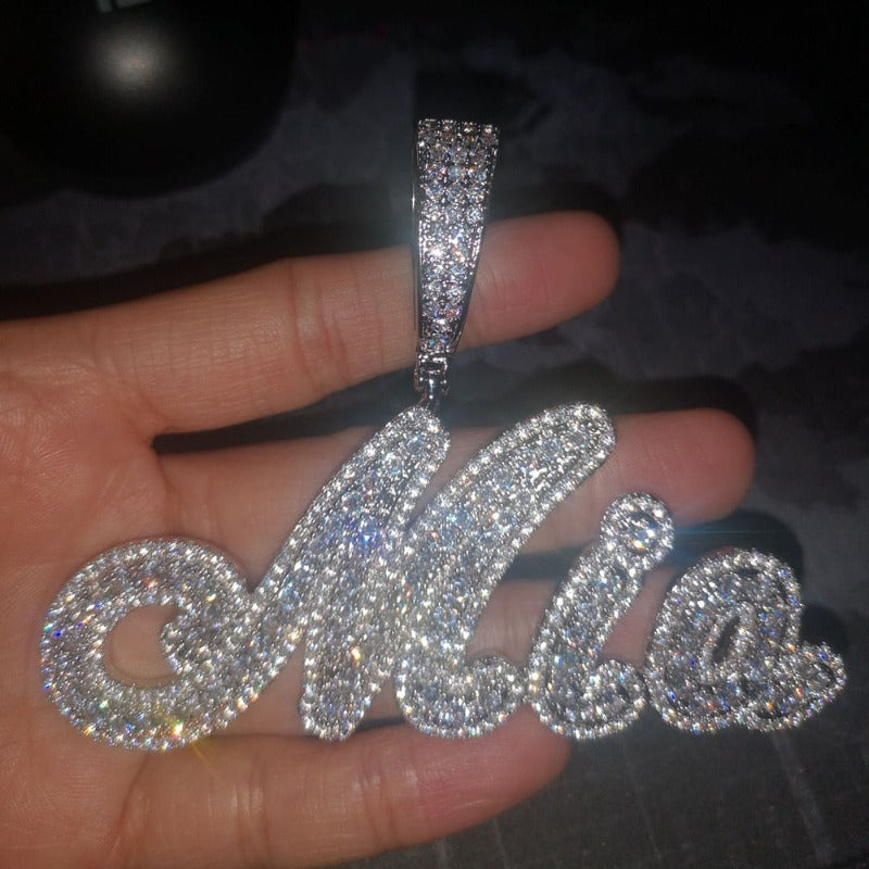 Custom Bling Cursive Name Necklace