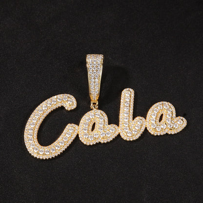 Custom Bling Cursive Name Necklace