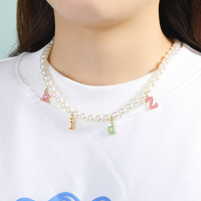 Pearl with Colorful Letters Necklace