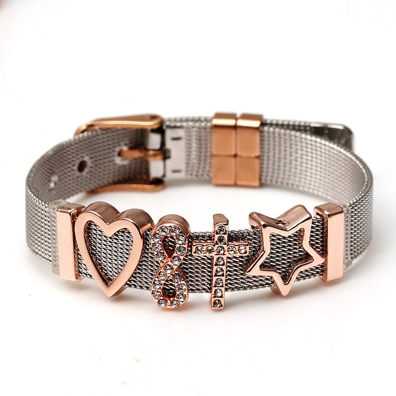 Stainless Steel Mesh Charm Bracelets