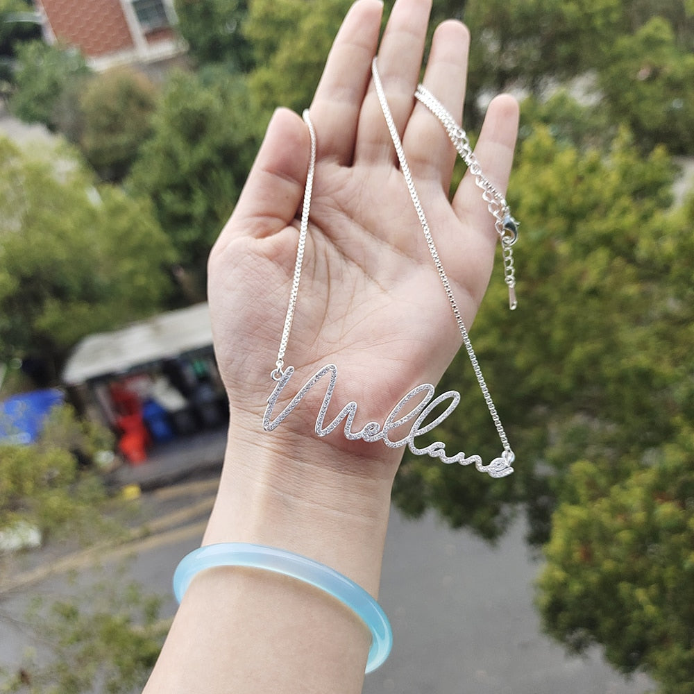 Cursive Crystal Personalized Necklace