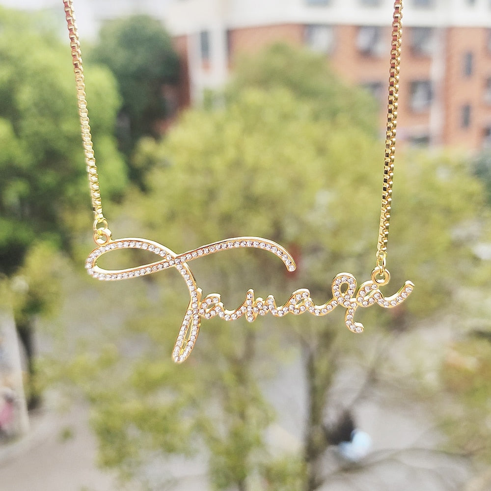 Cursive Crystal Personalized Necklace