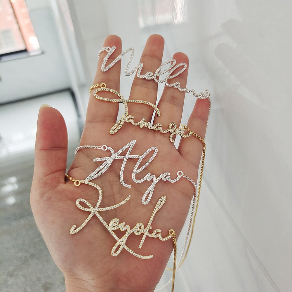 Cursive Crystal Personalized Necklace