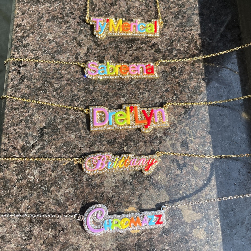 Colorful Rhinestone Nameplate