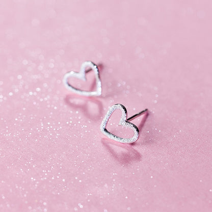 Sterling Silver Gold Dust Heart Stud Earrings