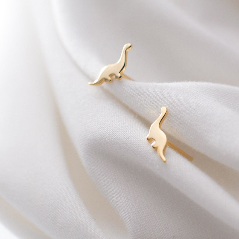 Sterling Silver Dinosaur Stud Earrings