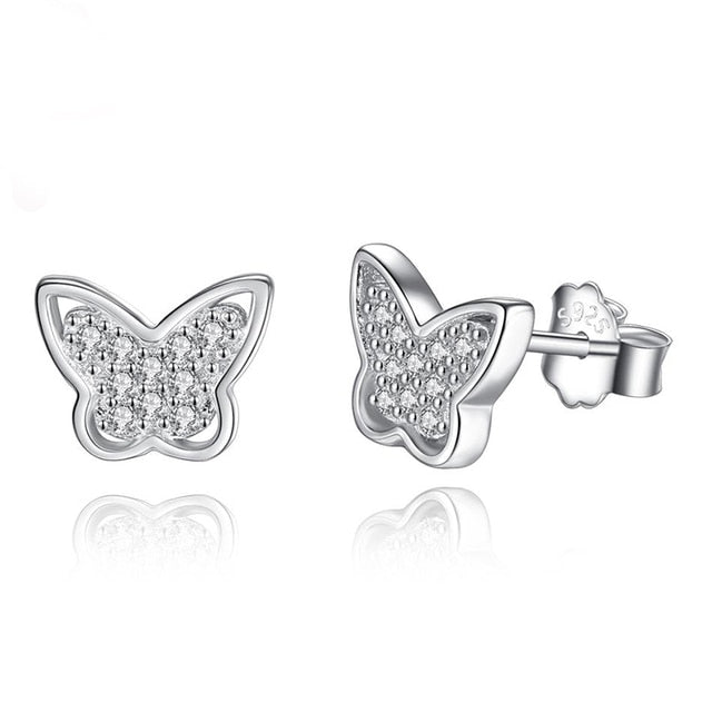 Sterling Silver Crystal Butterfly Earrings