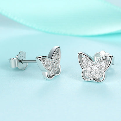 Sterling Silver Crystal Butterfly Earrings