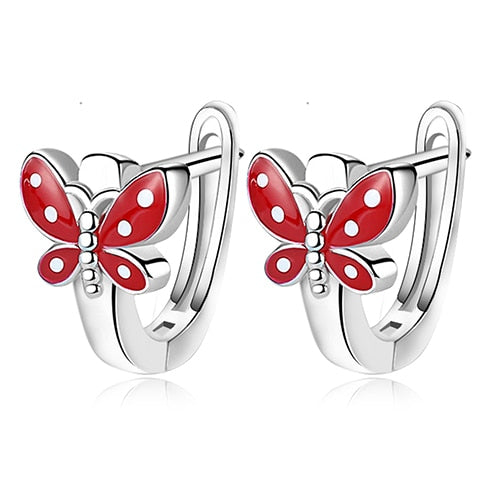 Sterling Silver Dotted Butterfly Earrings