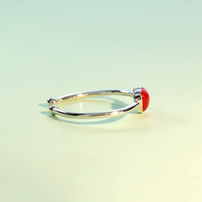 Sterling Silver Red Heart Resizable Ring