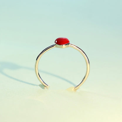 Sterling Silver Red Heart Resizable Ring