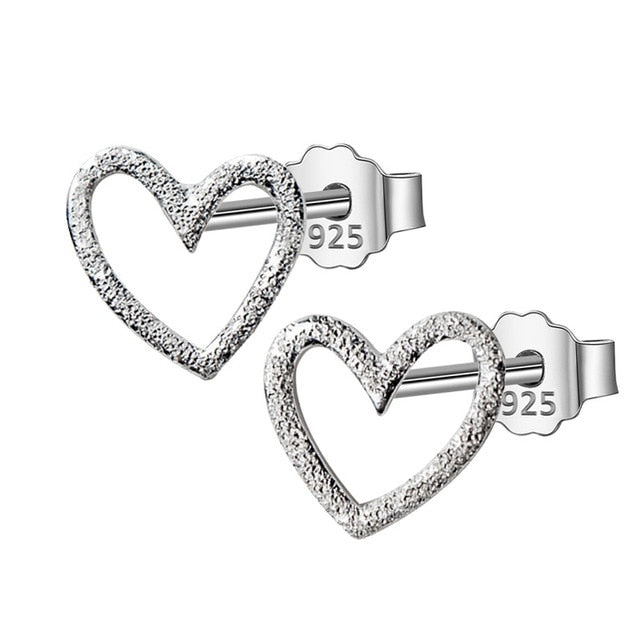 Sterling Silver Gold Dust Heart Stud Earrings