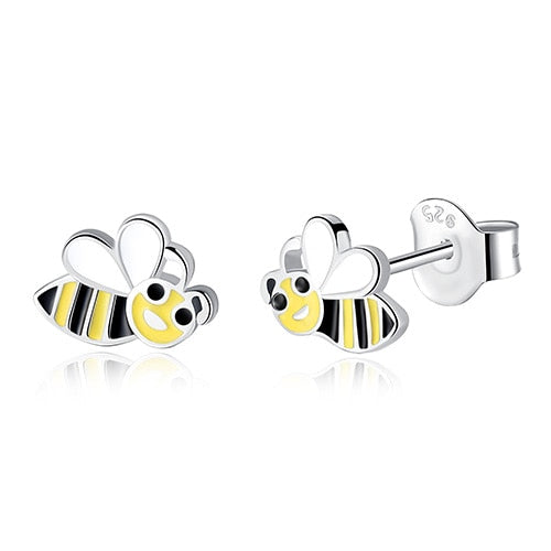 Sterling Silver Bumblebee Stud Earrings