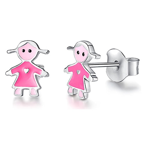 Sterling Silver Girl Stud Earrings