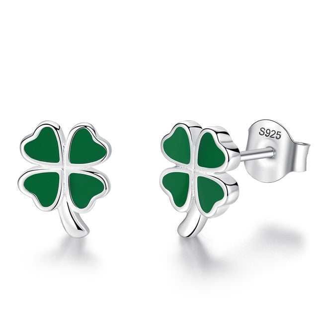 Sterling Silver Clover Stud Earrings