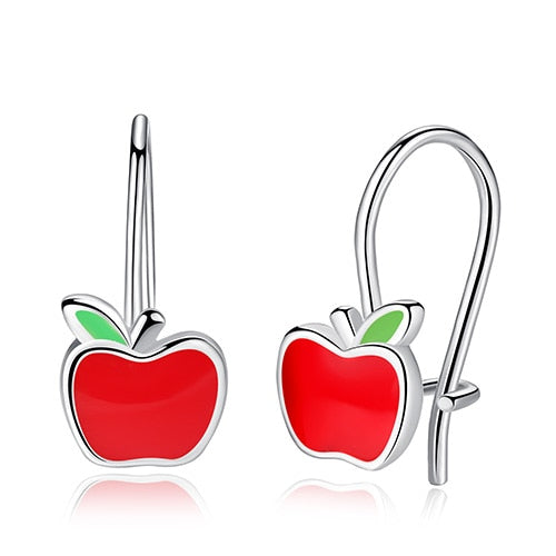 Sterling Silver Apple Earrings