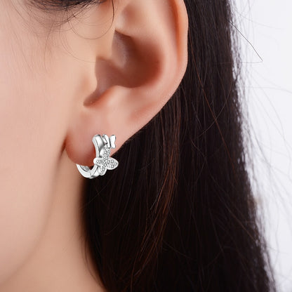 Sterling Silver Butterfly Hoop Earrings