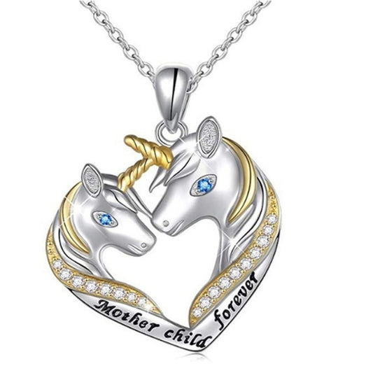 Sterling Silver Mommy Unicorn Charm Necklace