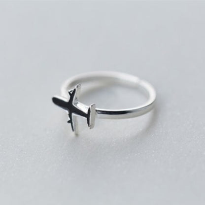 Sterling Silver Airplane Resizable Ring