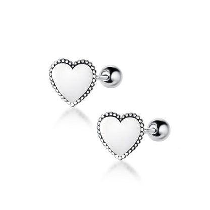 925 Sterling Silver Heart Girls Halo Stud Earrings