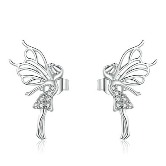 Sterling Silver Fairy Stud Earrings