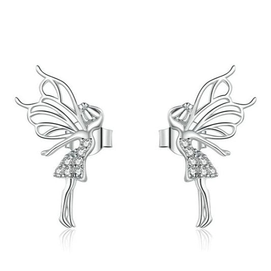 Sterling Silver Fairy Stud Earrings