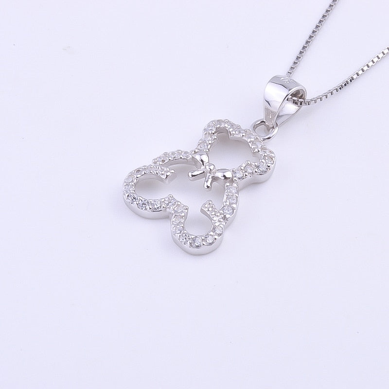 Hollow Diamond Teddy Bear Necklace