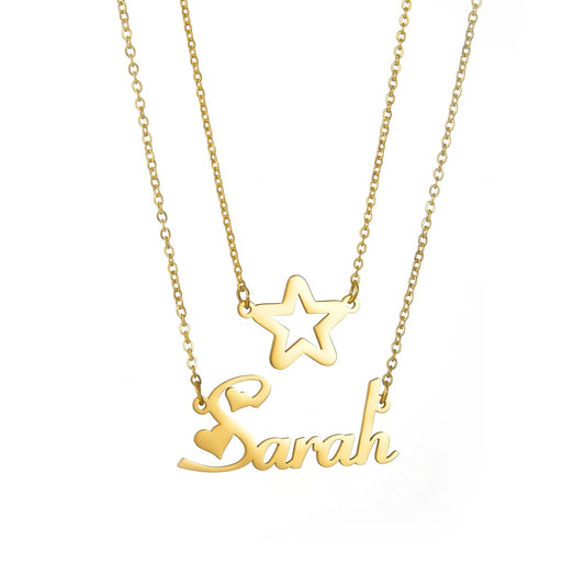 Star Charm Layered Personalized Necklace