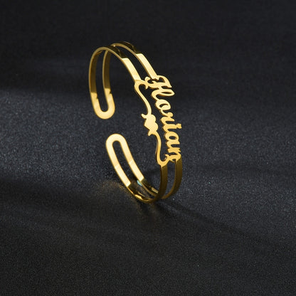 Personalized Double Row Bangle