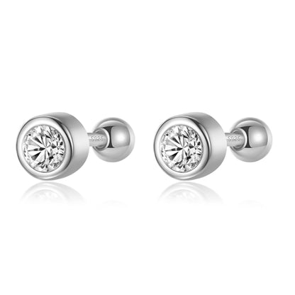 Sterling Silver Round Diamond Stud Earrings