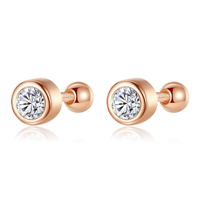 Sterling Silver Round Diamond Stud Earrings