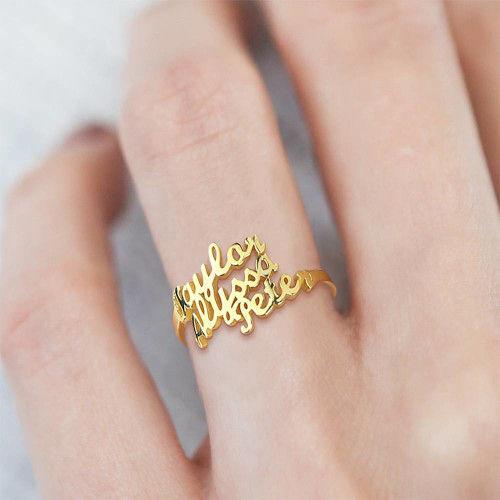 Three Names Personalized Ring