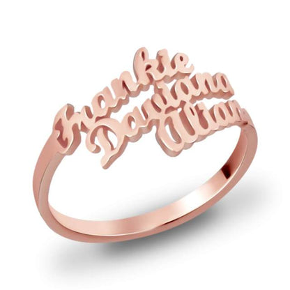 Three Names Personalized Ring